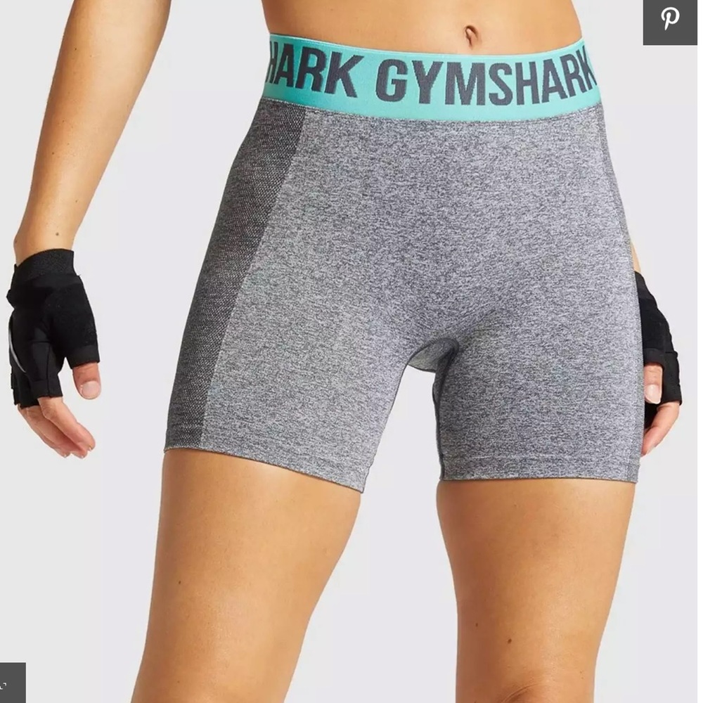 GYMSHARK Flex Shorts - Charcoal Marl/Light Green
